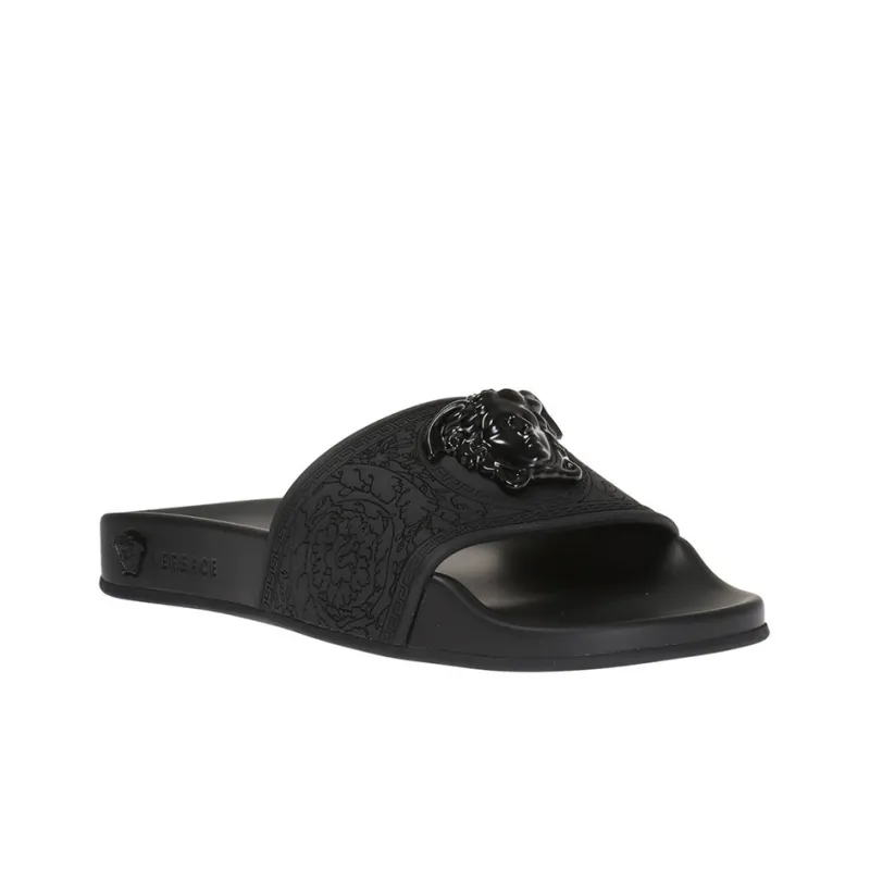 VERSACE Women's Baroque Medusa Slide 'Black'-2