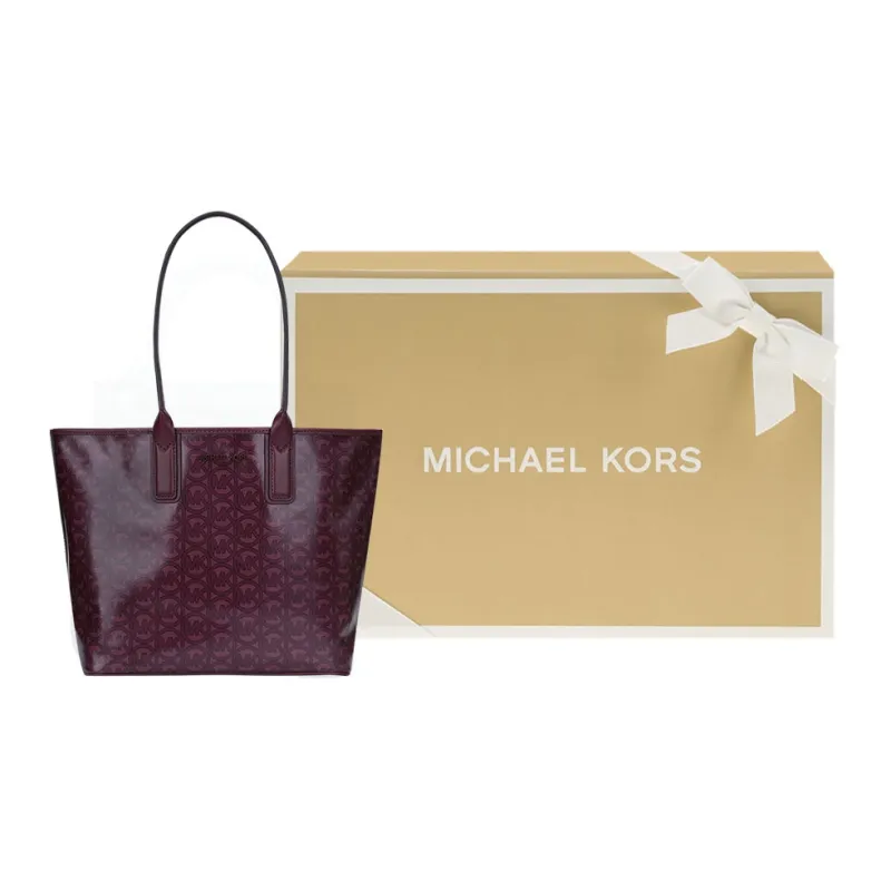 MICHAEL KORS Jodie Canvas Tote Bag Shopping Bag Handbag Shoulder Bag Women's Berry Red-9