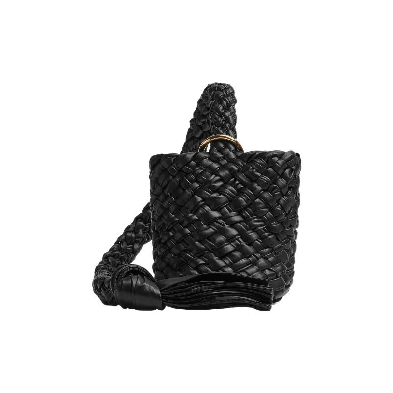 Bottega Veneta KALIMERO Cow Leather Bucket Bag, One Shoulder Handbag Small Size Unisex Black-2