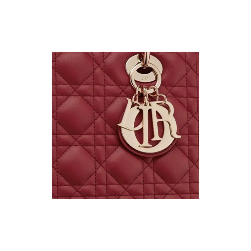 DIOR Lady Dior Sheepskin Lady Dior Bag, Shoulder Bag, Crossbody Bag, Handbag Medium Size Women's Cherry Red-3