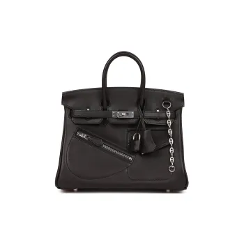 HERMES Birkin Leather, Evercolor Cow Leather Birkin Bag Handbag 25 Women's Black
