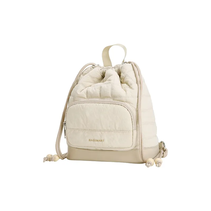 BAGSMART PU Backpack Mini Women's Apricot/Light Blue-1