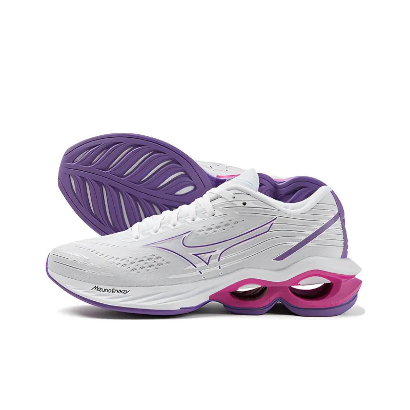 Mizuno Creation 24 Wave Cushioning Anti Slip And Wear Resistant Low Top Running Shoes Unisex White Purple Red-2