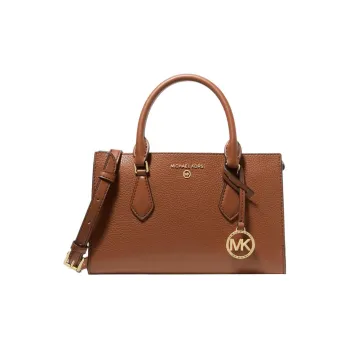 MICHAEL KORS Valerie Litchi Grain Pebbled Leather Storage Handbag Small Size Women's Redwood Brown