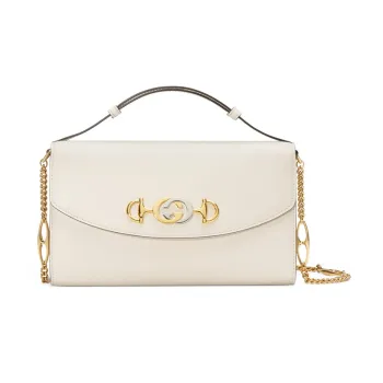 GUCCI Zumi Leather Portable Crossbody Bag Shoulder Bag Small Size Women's White
