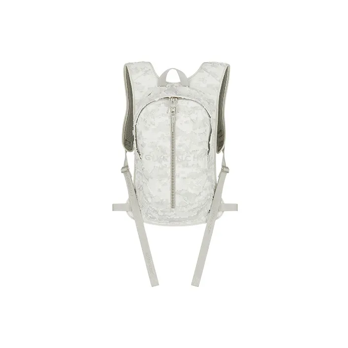 GIVENCHY G-Zip Cow Leather Leather With Fabric Backpack Men's White/Gray-0