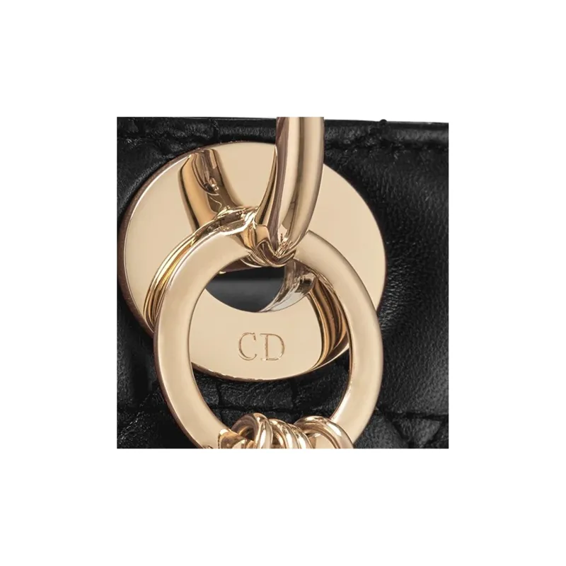 DIOR Sheepskin Seven Compartment Lady Dior Bag, Shoulder Bag, Crossbody Bag, Handbag Tubas Women's Black-3