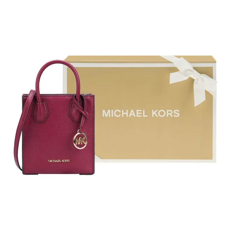 MICHAEL KORS Pebbled Leather Tote Bag Shopping Bag Shoulder Bag Handbag Crossbody Bag Extra Small Women's Mulberry Red-7
