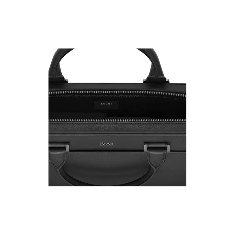 DIOR Grained Calfskin Briefcases Handbags Men's Black-4