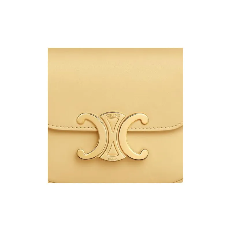 CELINE Triomphe Calfskin Shoulder Bag Crossbody Bag Mini Women's Yellow-5