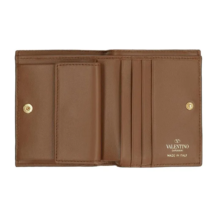 Valentino GARAVANI Leather Detail Wallet Trumpets Women's Brown-2