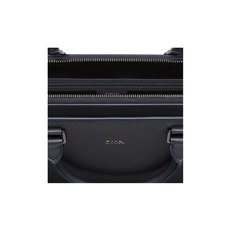 DIOR Cow Leather Briefcases Handbags Men's Navy-4