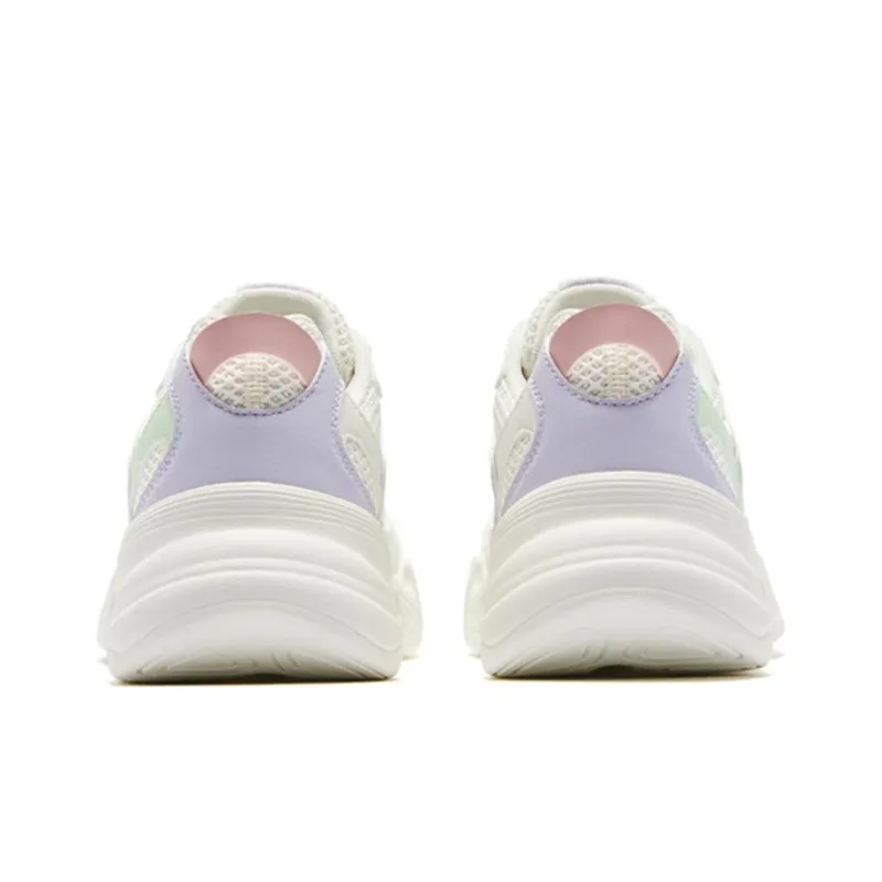 QIAODAN Anti Slip And Wear Resistant Lightweight Low Top Sports Casual Shoes Women's White Purple Green-4