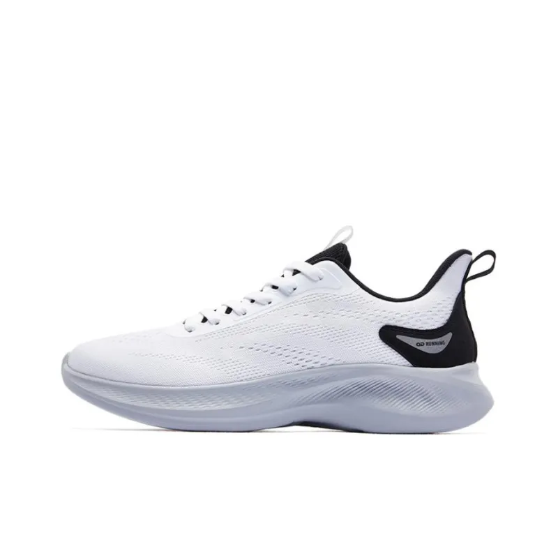 QIAODAN Slip Resistant, Abrasion Resistant, Lightweight Low Top Running Shoes Men's White Black-0
