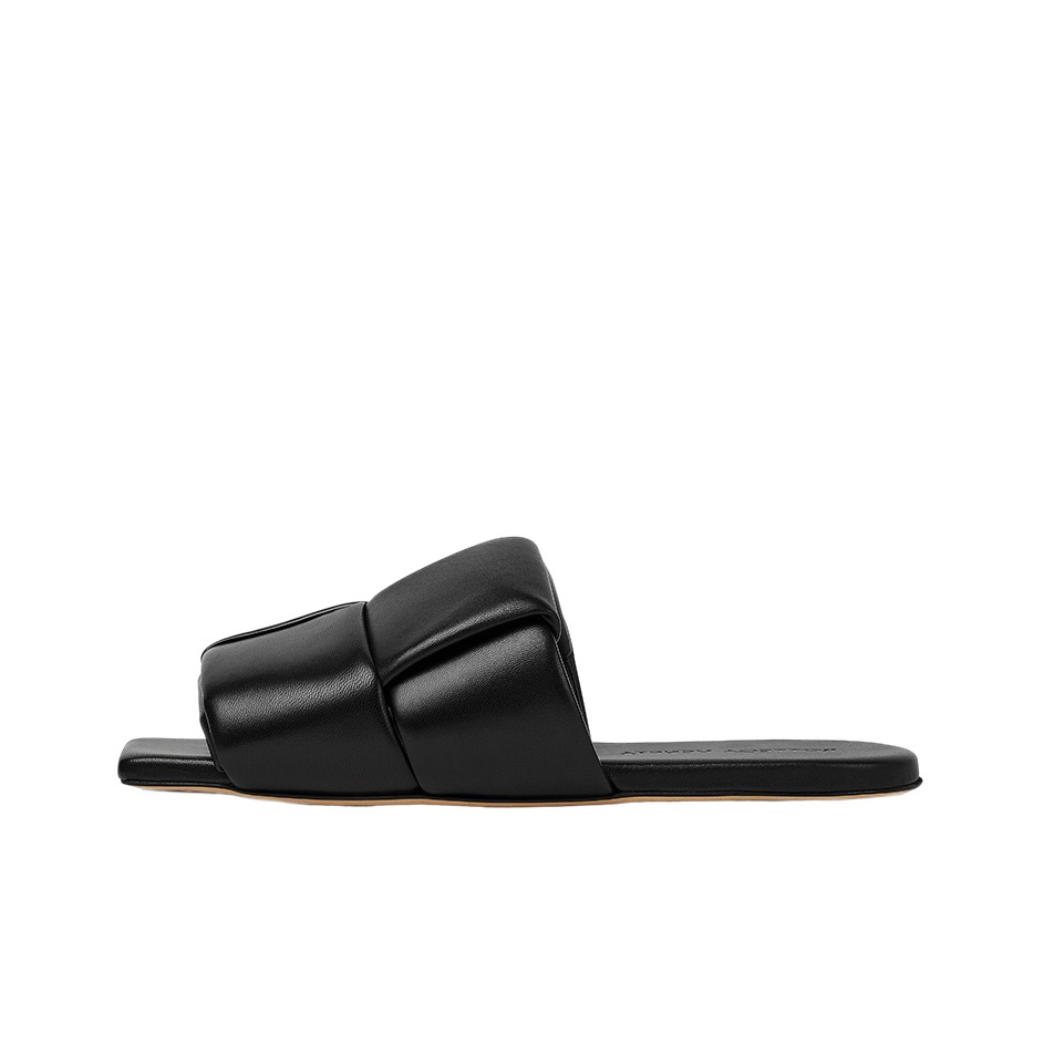 Bottega Veneta Flat Sandal Black Leather - POIZON