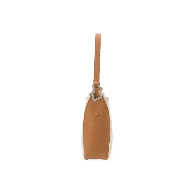 VENOF Cow Leather Bucket Bag, Shoulder Bag Women's Oak Skin White/Misty Blue-1