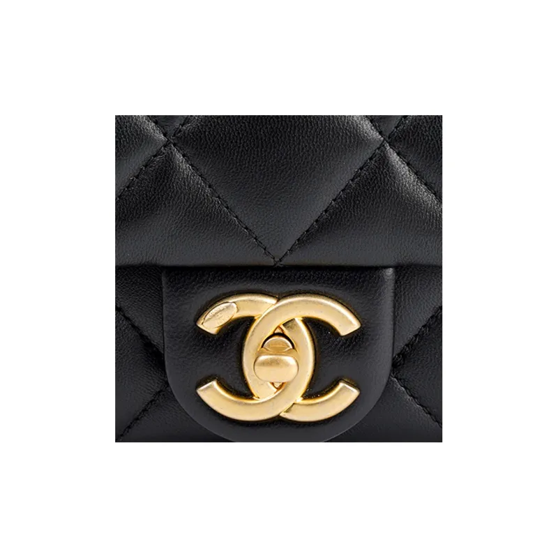 CHANEL Lambskin Flap Bag, Crossbody Bag, Shoulder Bag Women's Black-3