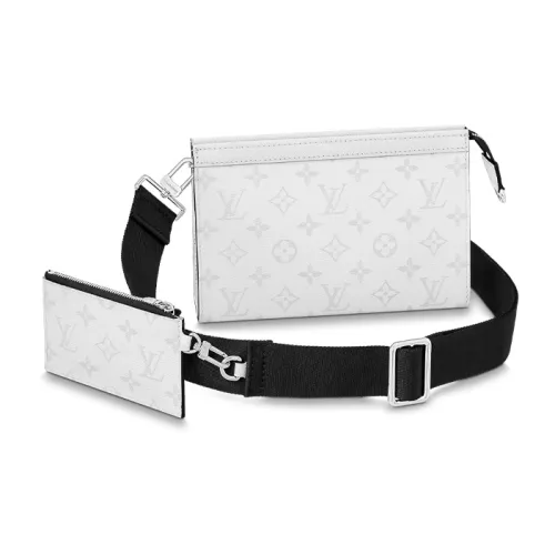 LOUIS VUITTON Gaston Canvas With Leather Shoulder Bag, Crossbody Bag, Wallet Men's White