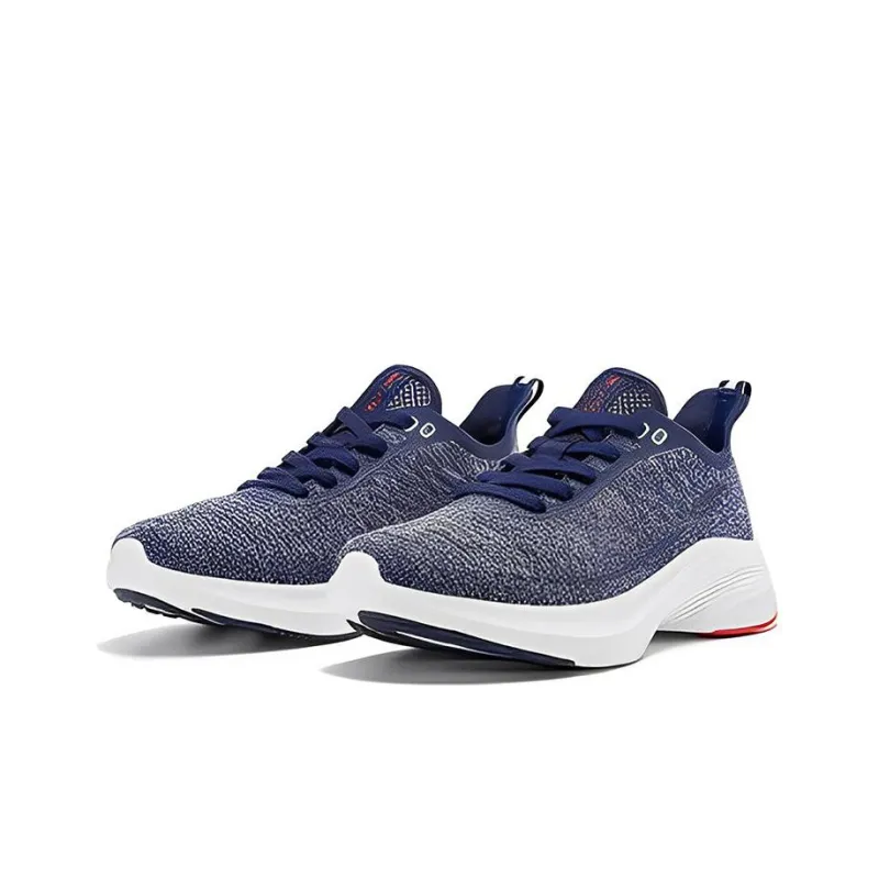 QIAODAN Cushioning Anti Slip And Wear Resistant Low Top Running Shoes Men's Serene Blue Dutch Orange-2