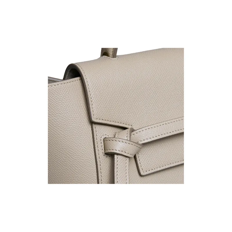 CELINE Belt Cow Leather Catfish Bag Handbag, Shoulder Bag, Crossbody Bag Micro Women's Taupe/Candy-4
