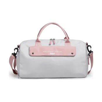 LOVERPUSS Nylon One Shoulder Crossbody Gym Bags Medium Size Unisex Gray Pink