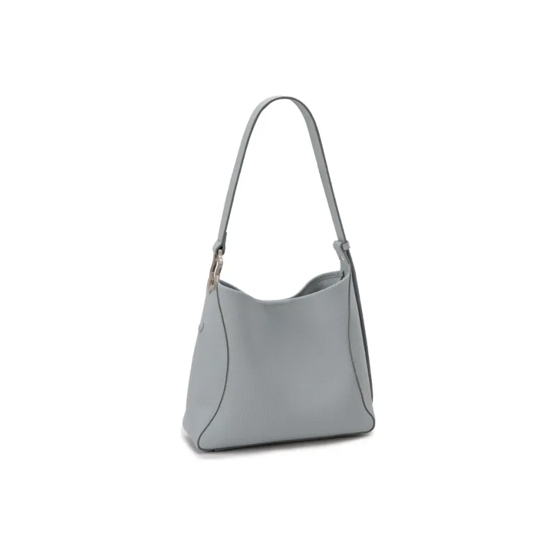 VENOF Cow Leather Bucket Bag, Shoulder Bag Women's Oak Skin White/Misty Blue-8