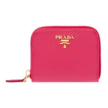 PRADA Saffiano Leather Coin Purse Women's Pink Ranunculus