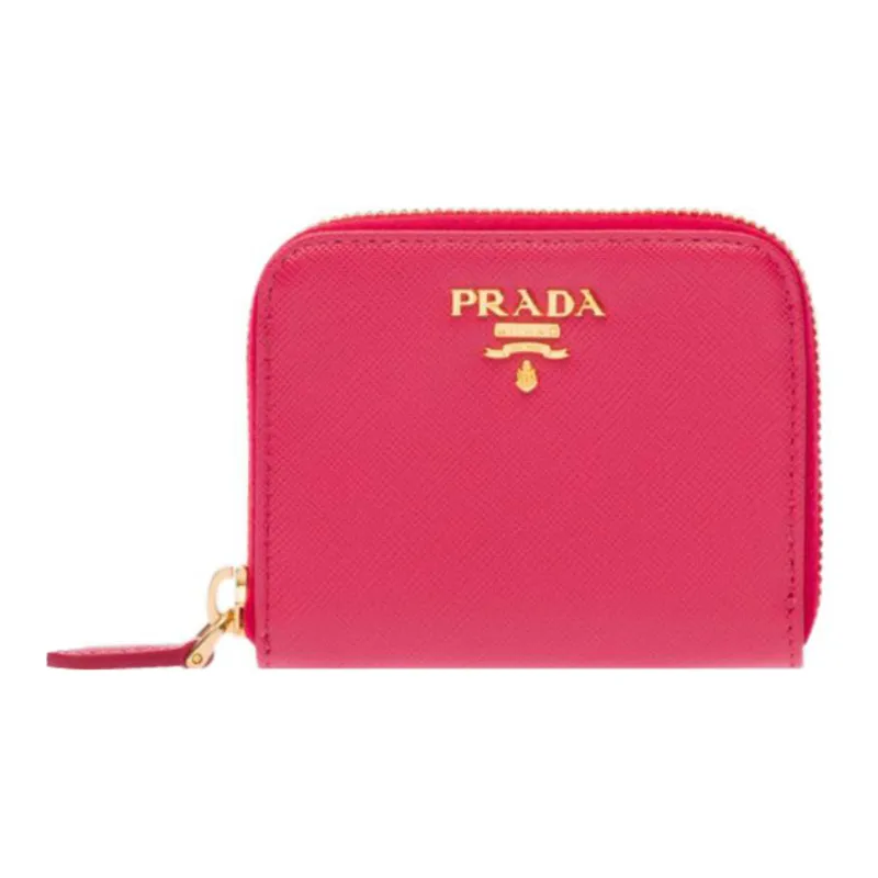 PRADA Saffiano Leather Coin Purse Women's Pink Ranunculus-0