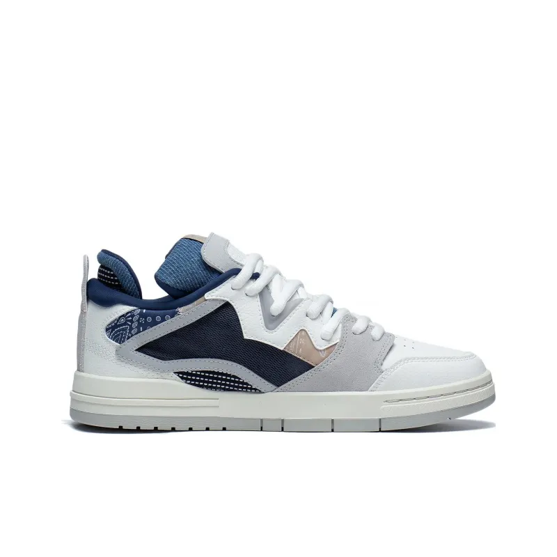 LiNing Wei Wu PRO Anti Slip Wear Resistant Low Top Skateboard Shoes Men's White Gray Blue Story Version-1