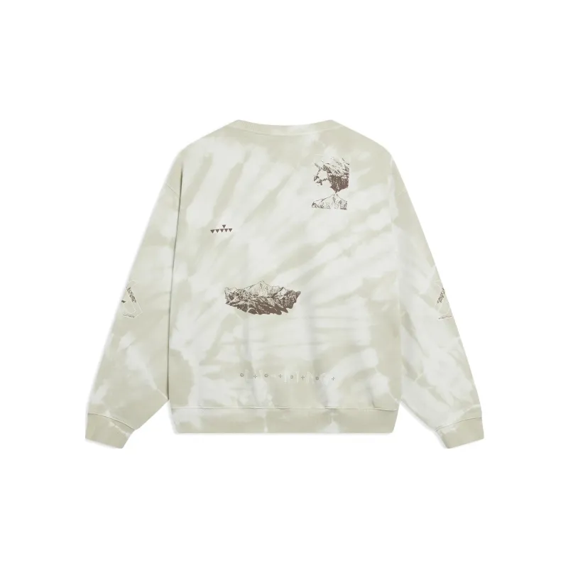 LiNing Sweatshirts Unisex Bud Yellow Gray Tie Dye-1