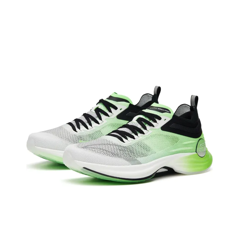 Anta Running Collection MaX Pro Cushioned Slip Resistant Low Top Running Shoes Men's White Green Black-2