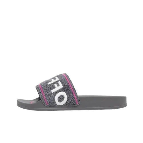 OFF-WHITE Chenille Slide Embroidered Grey Fuschia White