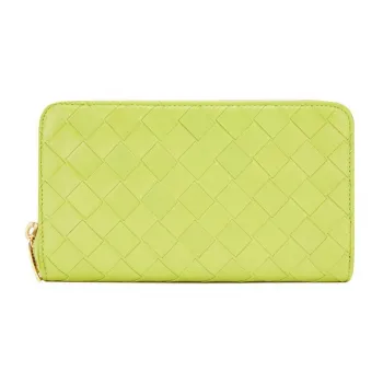 Bottega Veneta Sheepskin Wallet Large Size Women's Kiwi Green