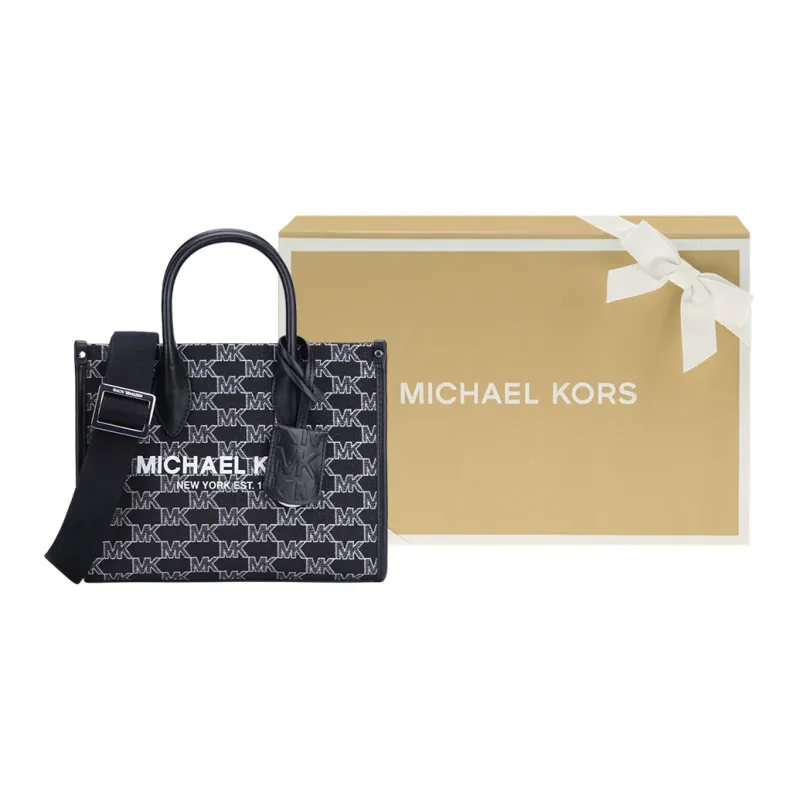 MICHAEL KORS Mirella Artificial Leather Crossbody Bag, Handbag Trumpets Women's Black/Silver-7