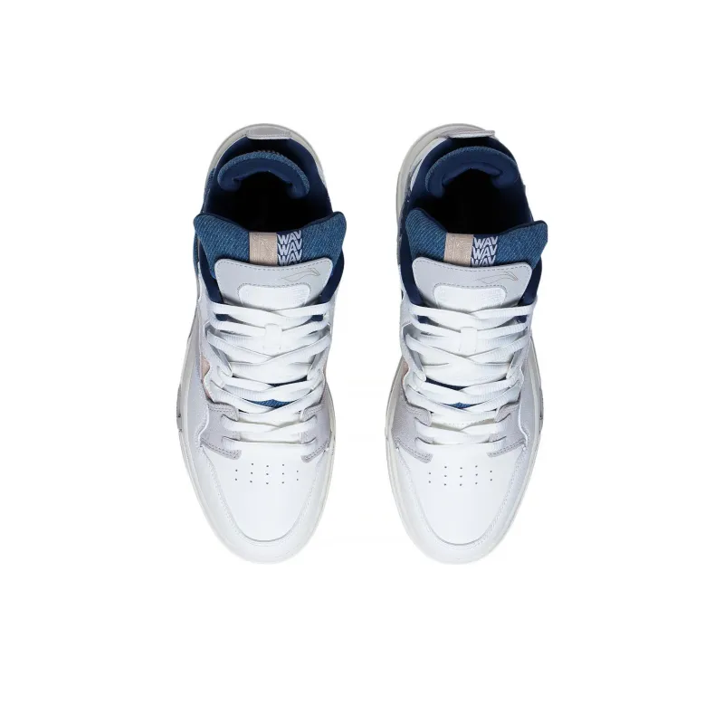 LiNing Wei Wu PRO Anti Slip Wear Resistant Low Top Skateboard Shoes Men's White Gray Blue Story Version-3
