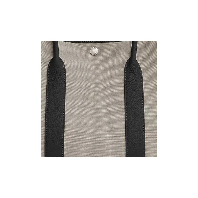 HERMES Garden Party Canvas With Negonda Calfskin Garden Bag Canvas Bag Handbag Women's Gray Black-5