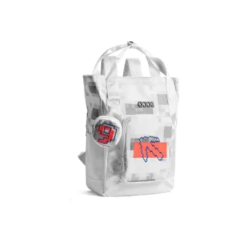 COEXISTENCE 3m Reflective Design Water Repellent Fabric Backpack Handbag Large Size Unisex White Orange