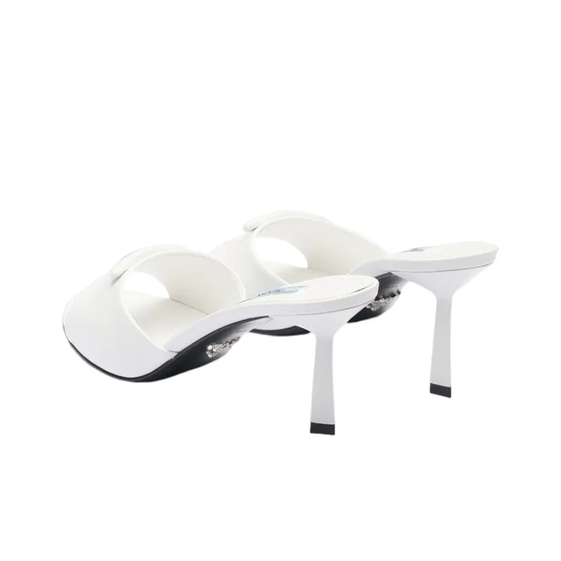 PRADA 75mm Brushed Leather Mules-3