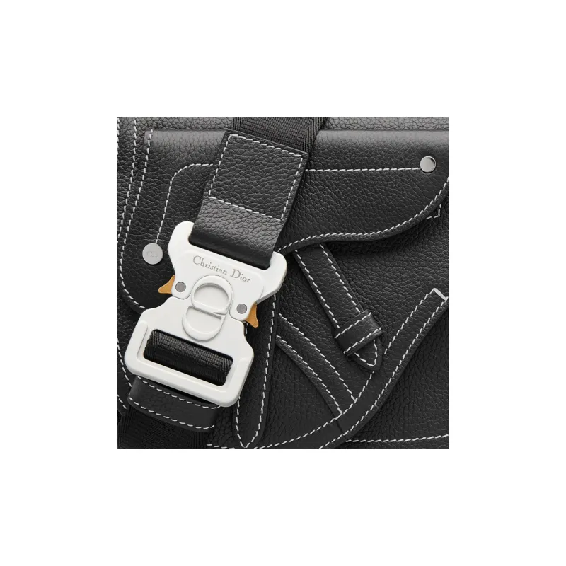 DIOR Grained Calfskin Saddle Bag, One Shoulder Crossbody Bag, Sling Bag, Fanny Pack Men's Black-4