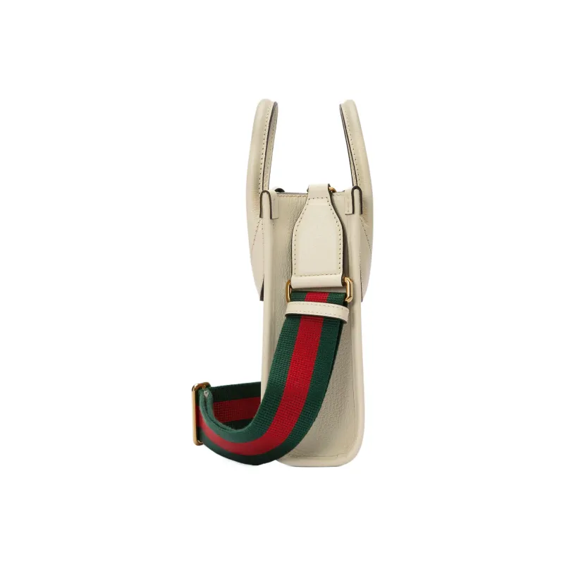 GUCCI Ophidia Canvas With Leather Tote Bag Shopping Bag Shoulder Bag Handbag Mini Men's Beige/Ebony-3