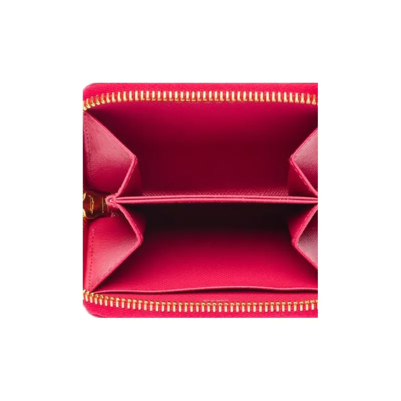 PRADA Saffiano Leather Coin Purse Women's Pink Ranunculus-3