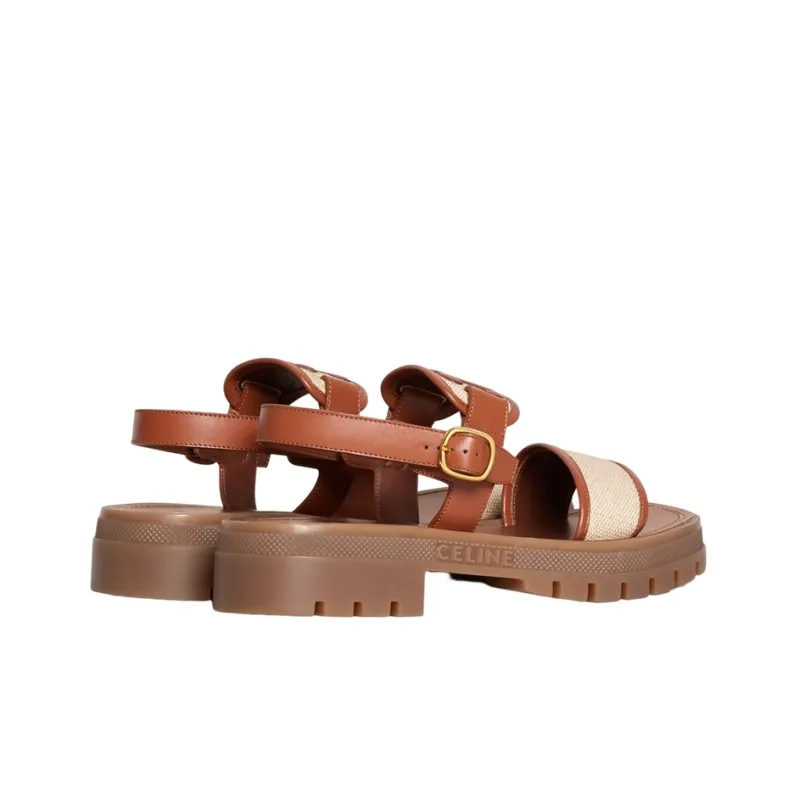 CELINE Triomphe Beach Sandals Women's Tan-4