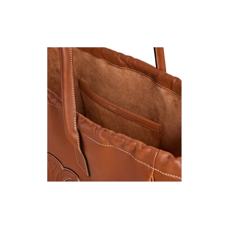CELINE Cabas Smooth Cow Leather Tote Bag Shopping Bag Shoulder Bag Handbag Women's Tawny-3