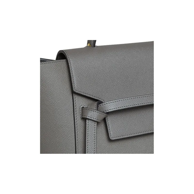 CELINE Grained Calfskin Catfish Bag, Portable Crossbody Bag, Shoulder Bag Mini Women's Gray-2