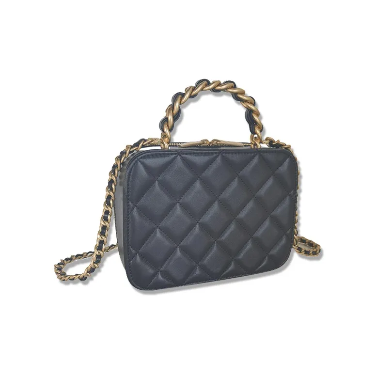 CHANEL Sheepskin Makeup Bag, Chain Bag, Shoulder Bag, Crossbody Bag Women's Black-2
