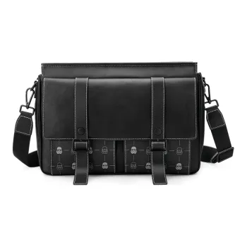 GUDI Microfiber Synthetic Leather Crossbody Bag Detachable Shoulder Strap Adjustable Large Size Men's Black