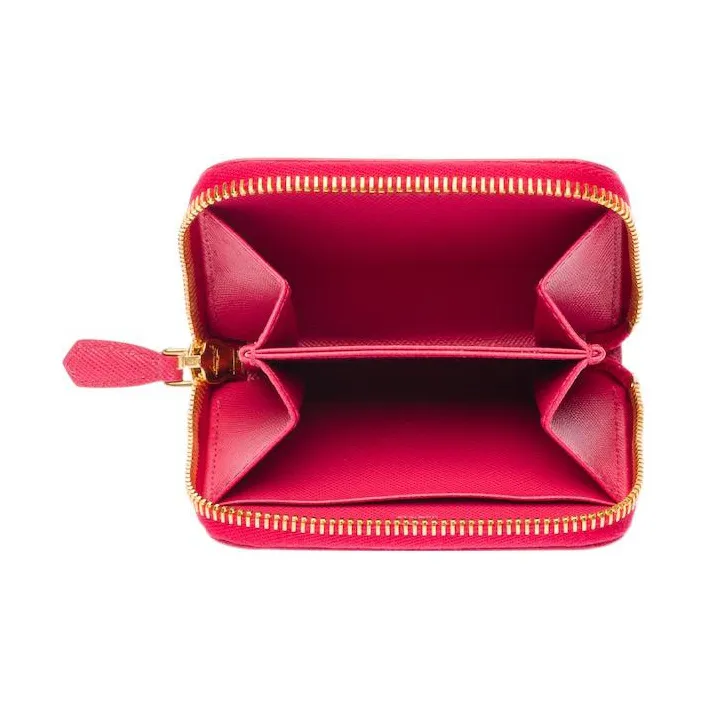 PRADA Saffiano Leather Coin Purse Women's Pink Ranunculus-2