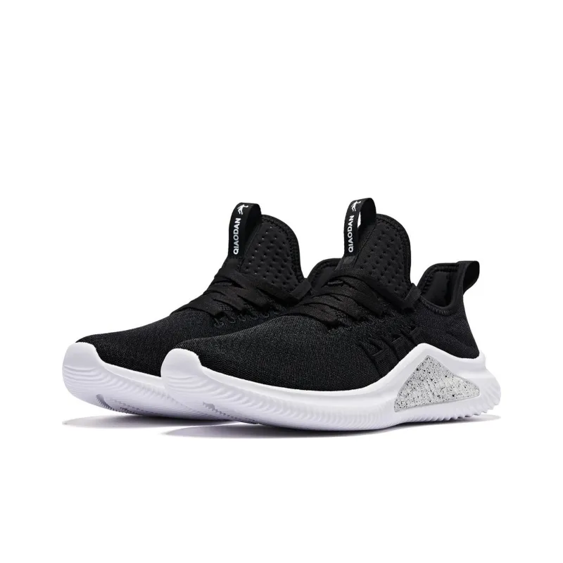 QIAODAN Cushioned Slip Resistant Support Low Top Casual Running Shoes Men's Black White-2