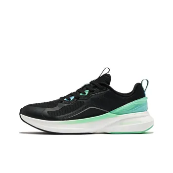 QIAODAN Popularity 12 Cushioning Slip Resistant Low Top Running Shoes Men's Black Aurora Green