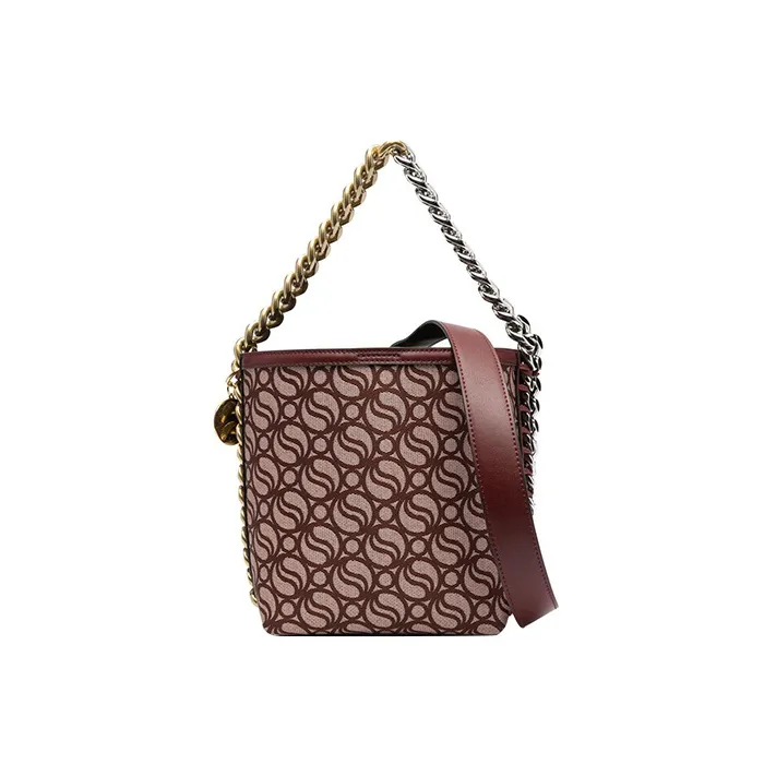 Stella McCartney Polyurethane Tote Bag Shopping Bag Shoulder Bag Crossbody Bag Handbag Women's Burgundy-0